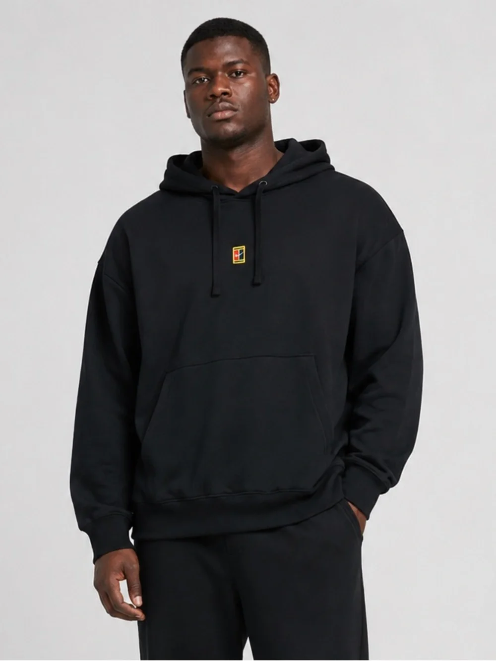 Nike Court Heritage Dri-FIT Hoodie Black Loose Fit XL Sporty Athletic Athleisure